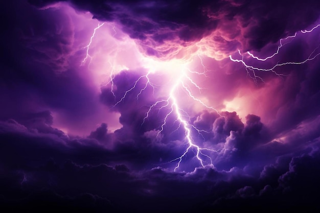 Photo purple purple and purple lightning in the purple sky