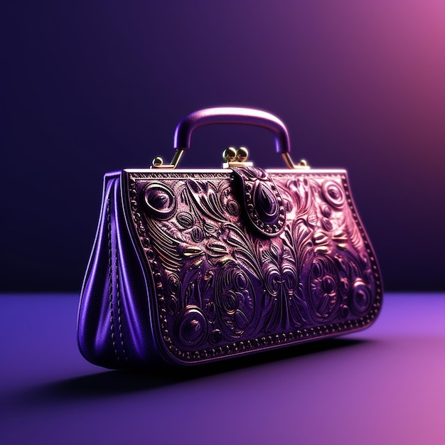 A purple and purple purse with a handle that says'i love you'on it