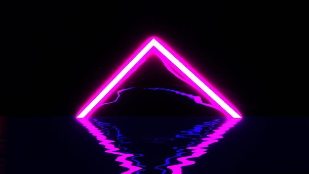 Purple pyramid with abstract plasma neon discharges