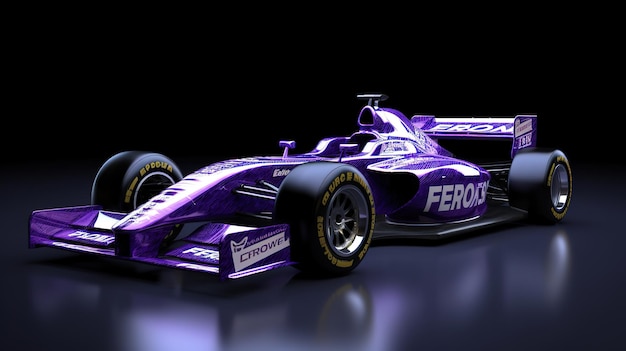 A purple race car with the word ferrugo on the side