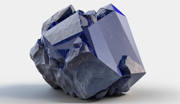 Фиолетовый необработанный иолит драгоценный камень кристаллический камень белый фон AI Сгенерированное изображение
