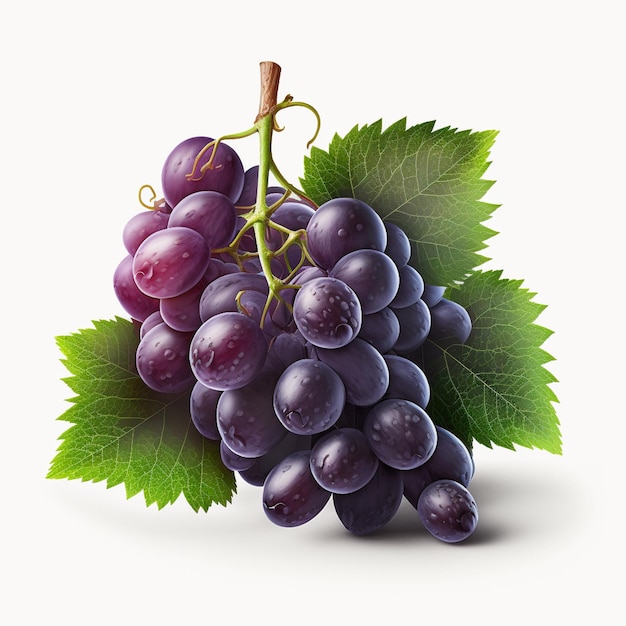 Purple red grapes bunch isolated on white background