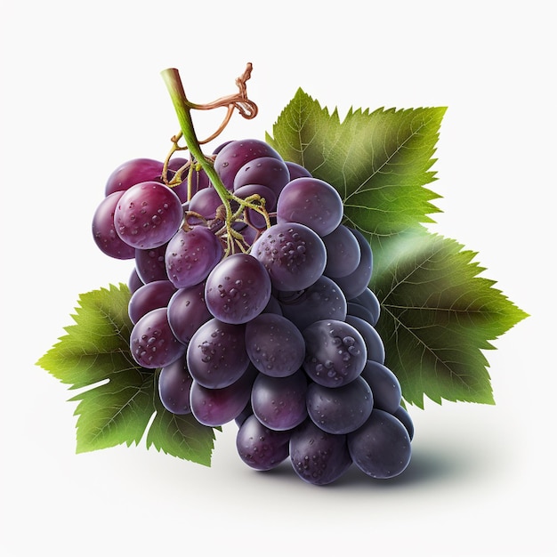 Purple red grapes bunch isolated on white background