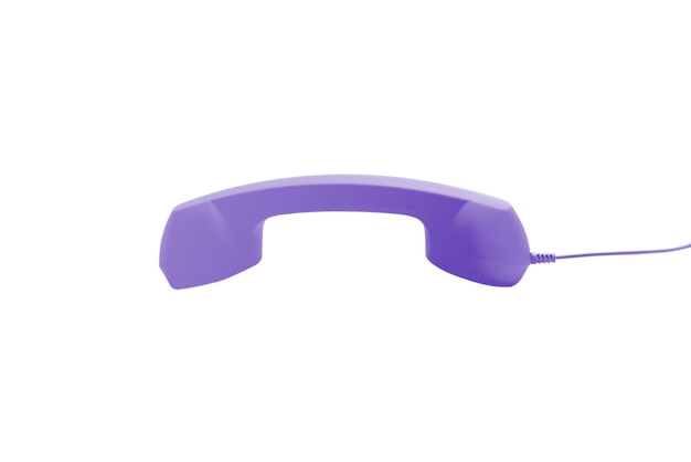 Purple retro handset isolated on white background Copy space