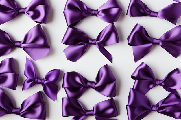 Purple ribbons on isolated background professional photography