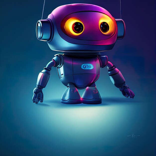 a purple robot with the letters lg on it