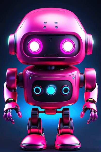 a purple robot with a purple and blue neon light.