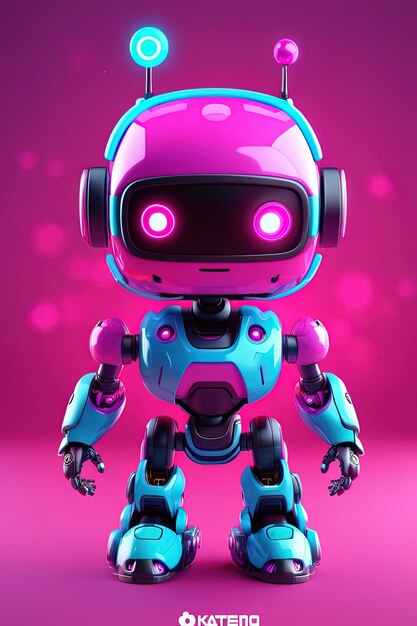 Premium AI Image | a purple robot with purple eyes and a pink background.