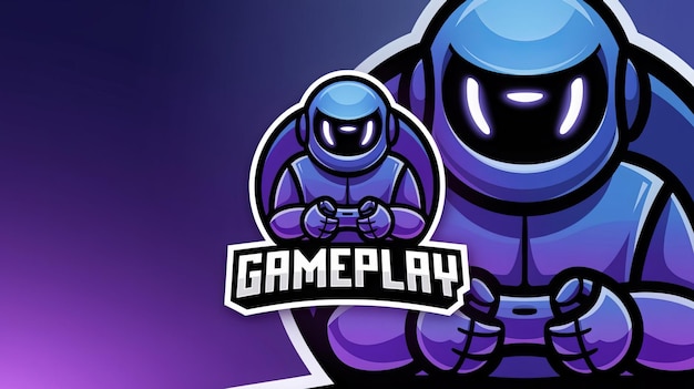 a purple robot with the word game on it