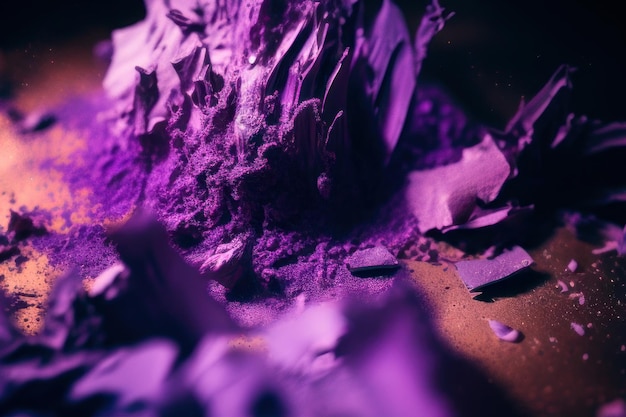 Purple rocks in a dark room
