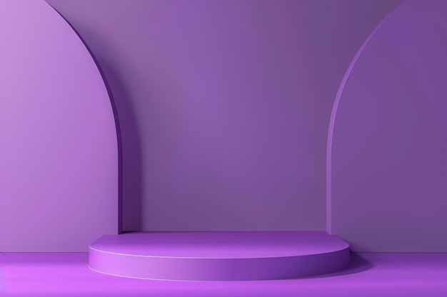 Purple Room With Round Shelf and Wall