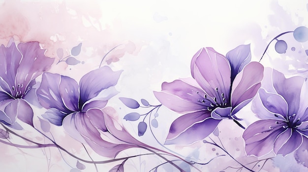 Photo purple rose and falling petals flower watercolor ai generated image