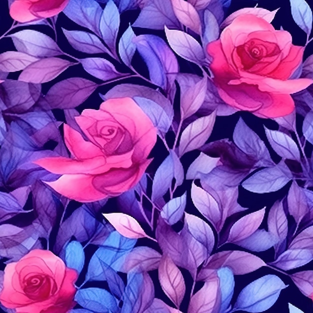 Purple rose flowers pattern