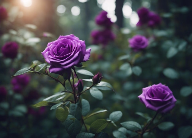 A purple rose garden