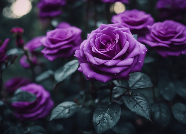 A purple rose garden