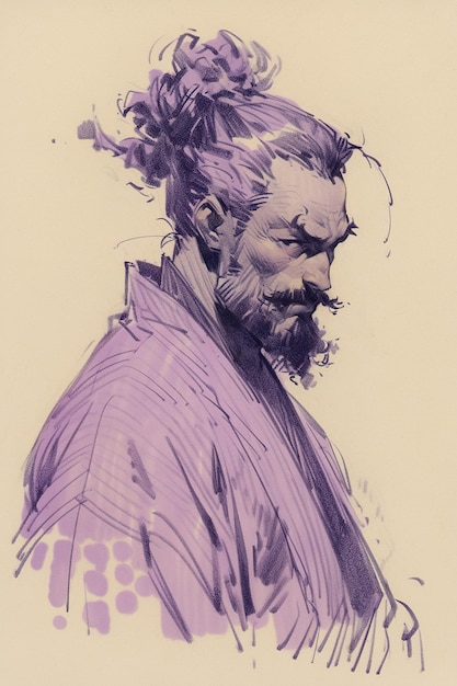 Photo purple samurai drawinng