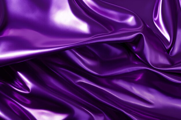 Purple satin fabric texture background closeup of rippled purple silk fabric