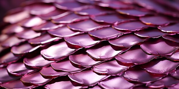 Photo purple scales of a dragons skin with a red eye generative ai