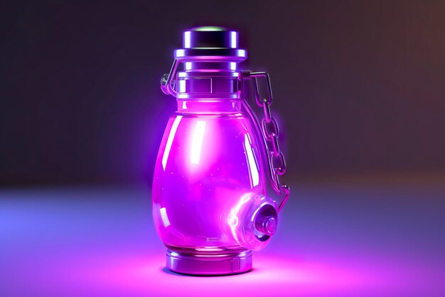 Purple sci fi energy flask with pure background ai generative