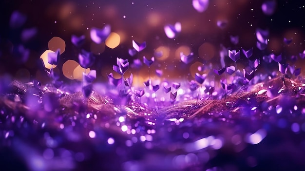 Фиолетовый мерцающий боке создает очаровательную и мистическую атмосферу своим ярким светением