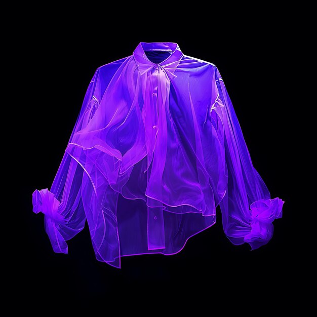 Photo a purple shirt with a white collar is on a black background