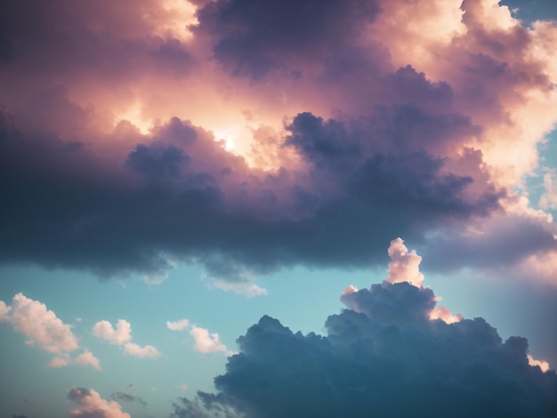 真ん中に雲のある紫色の空