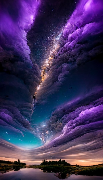 Purple sky with the milky way