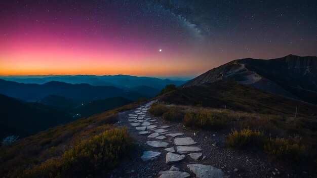 Foto un cielo viola con una stella sopra