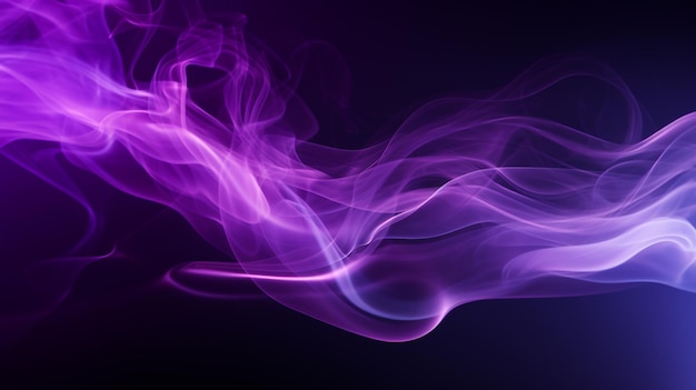 Purple smoke is swirling in the air on a black background generative ai