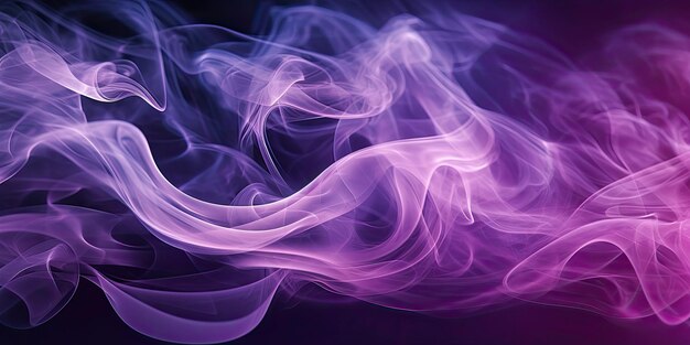 Purple smokes Waves in air on Dark Abstract banner Background Generative AI