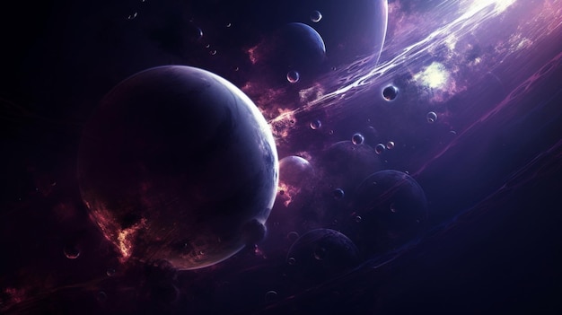 Purple space planet illustration design