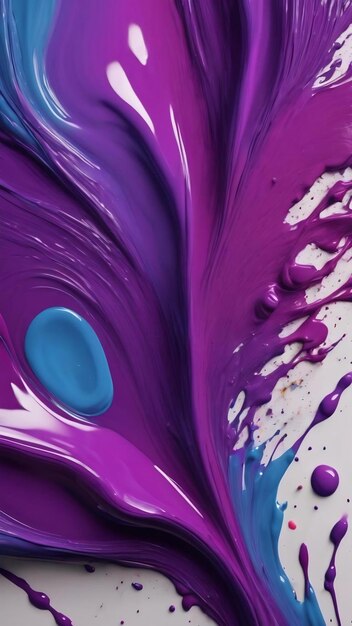 Purple spilled paint mixing liquid colors