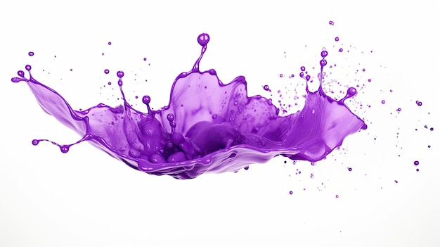 Photo purple splash isolated on white realistic 4k