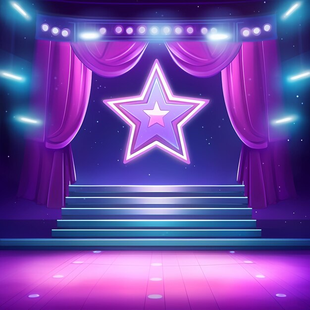 Photo a purple stage with a star and stage lights generative ai