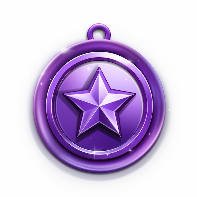 Photo a purple star medal on a white background