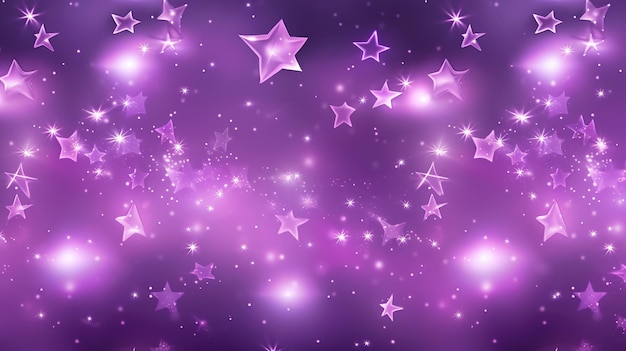 Purple stars are scattered on a purple background with a black background generative ai