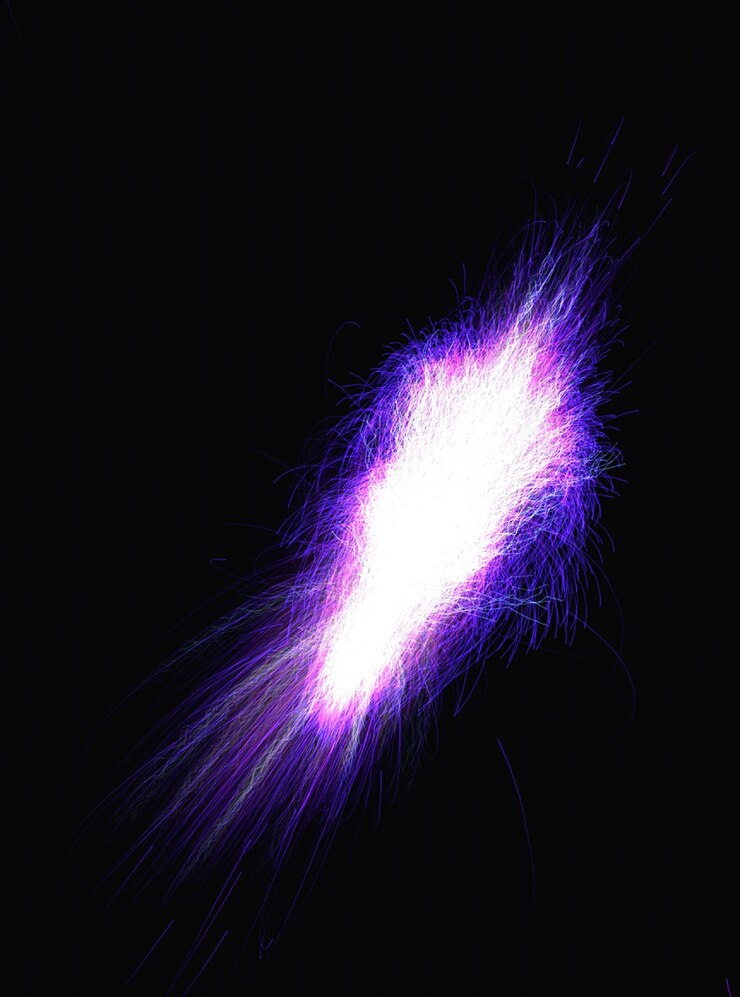 Photo a purple streak of light is shown against a black background.