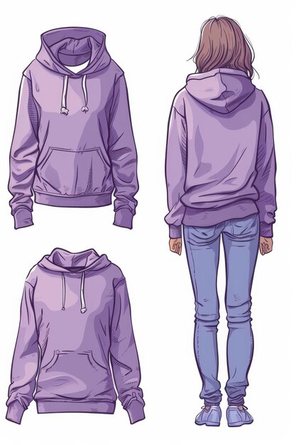 Photo a purple sweatshirt on a white background illustration