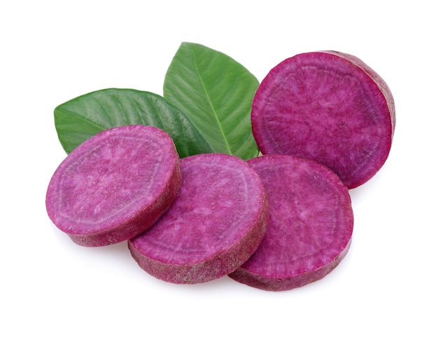 Purple sweet potato isolated on white