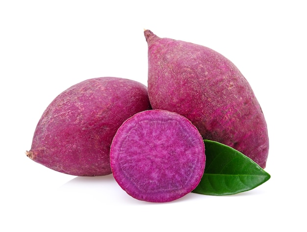 Purple sweet potato isolated on white 