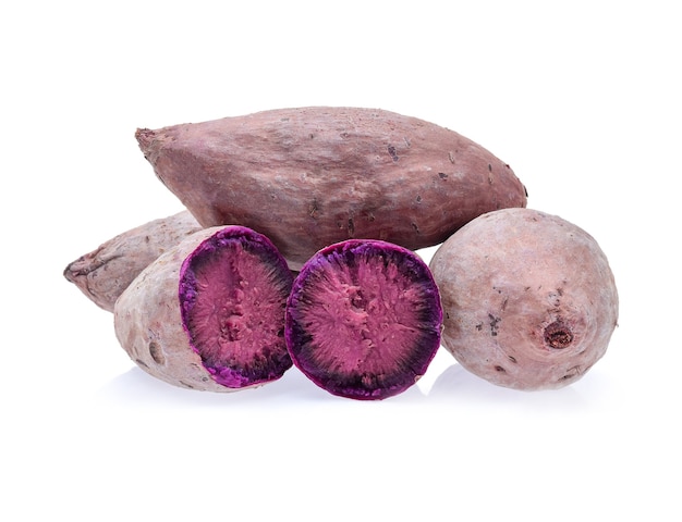 Purple Sweet Potatoes on White background