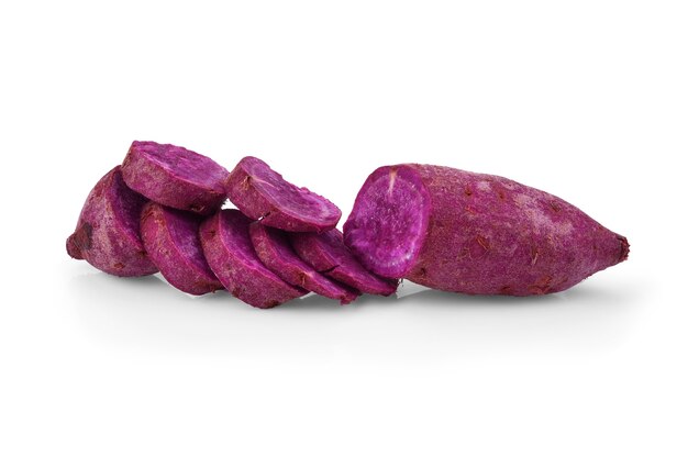 Purple sweet yams on white