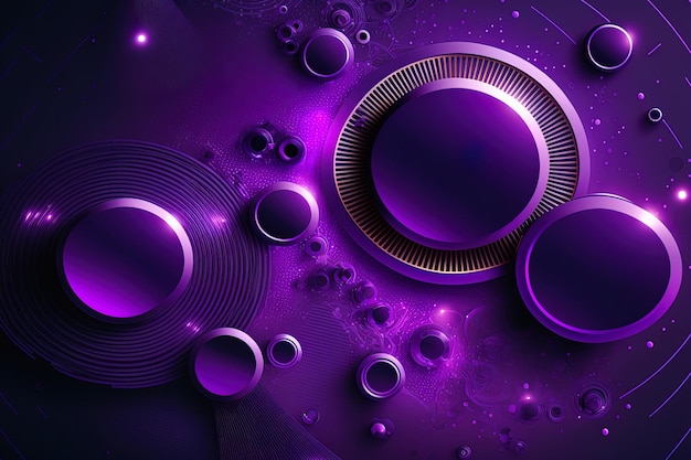 Purple technology background with a geometric design and circles