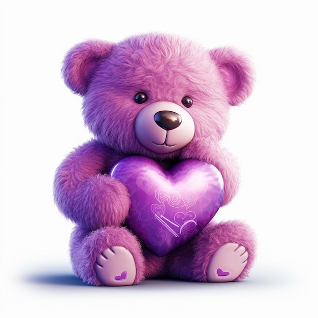 a purple teddy bear with a heart that says quot love quot