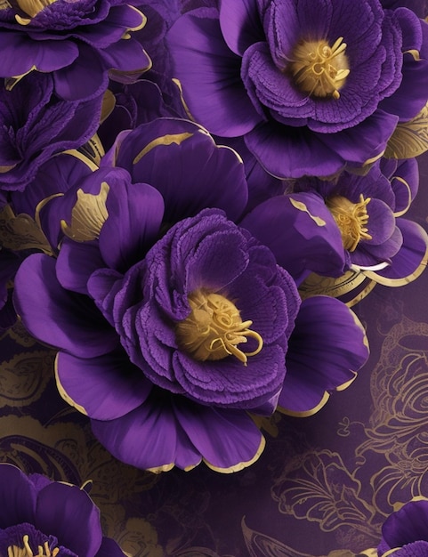 Purple thai art tradition with abstract flowers vintage culture background