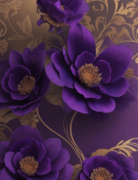 Purple thai art tradition with abstract flowers vintage culture background