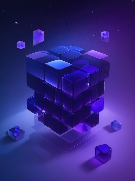 Purple tiny cubes abstract background