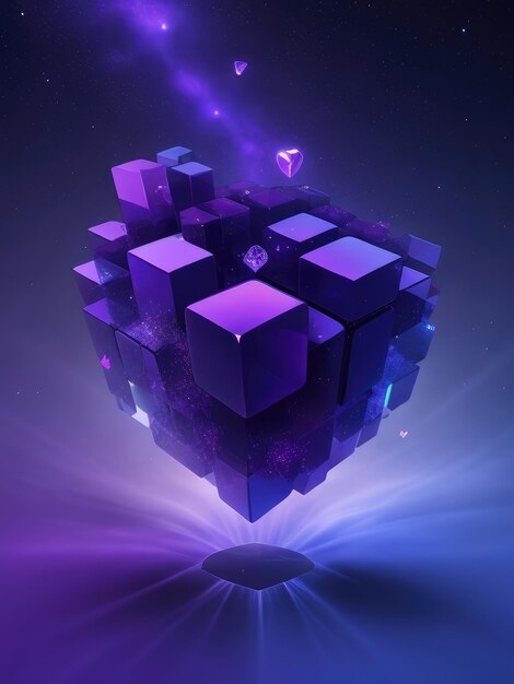 Purple tiny cubes abstract background