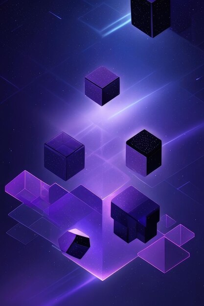 Photo purple tiny cubes abstract background