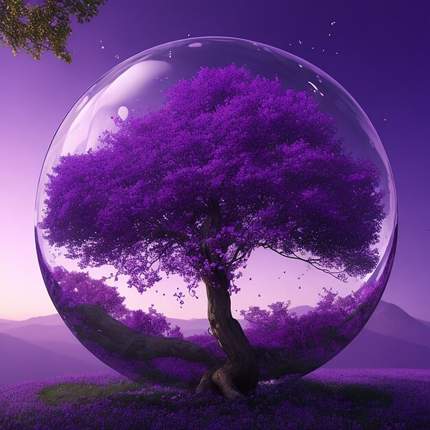 Purple tree in a bubble generated by ai